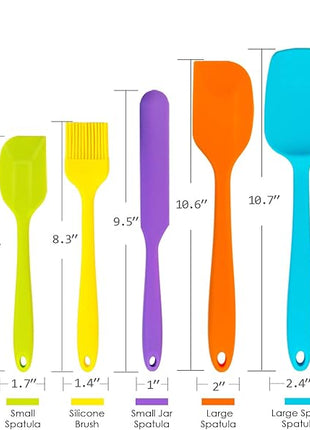 Silicone Spatula Set of 7, P&P CHEF Heat-Resistant Rubber Spatulas Kitchen Utensils Set for Non-stick Cooking Baking Mixing, Seamless & Flexible Design, Dishwasher Safe, Multicolor