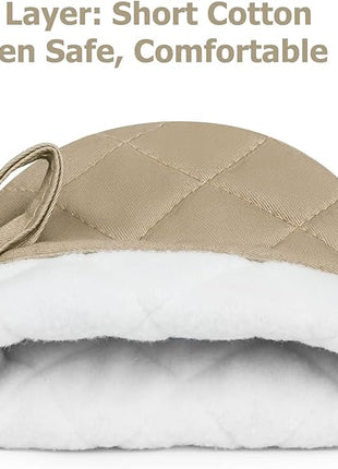 1 Pair Short Oven Mitts, Heat Resistant Silicone Kitchen Mini Oven Mitts for 500 Degrees, Non-Slip Grip Surfaces and Hanging Loop Gloves, Baking Grilling Barbecue Microwave Machine Washable