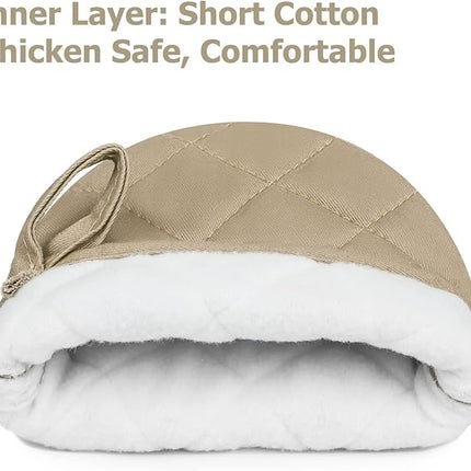 1 Pair Short Oven Mitts, Heat Resistant Silicone Kitchen Mini Oven Mitts for 500 Degrees, Non-Slip Grip Surfaces and Hanging Loop Gloves, Baking Grilling Barbecue Microwave Machine Washable