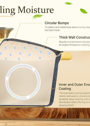 Overmont Enameled Cast Iron Dutch Oven - 5.5QT Pot with Lid Cookbook & Cotton Potholders - Heavy-Duty Cookware for Braising, Stews, Roasting, Bread Baking Goose Yellow