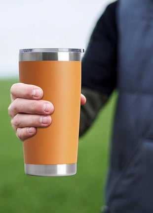 HASLE OUTFITTERS 20oz Stainless Steel Tumblers Bulk, Insulated Travel Cup with Lid, Double Wall Vacuum Coffee Mug for Cold & Hot Drinks 1 Pack, Orange