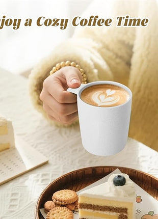 Homienly Wheat Straw Coffee Mugs Set of 6, Lightweight and Unbreakable Coffee Mugs with Handles, Alternatives to Plastic Coffee Mug, Microwave and Dishwasher Safe Cups for Kitchen, Tea - White