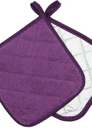 Cotton Pot Holders Cotton Made Machine Washable Heat Resistant Everyday Kitchen Basic Terry Pot Holder, Hot Pads, Trivet for Cooking and Baking Set of 4 (Eggplant)