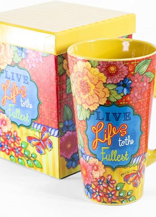 Divinity Boutique Inspirational Stoneware Mug, Live Life, Multicolor