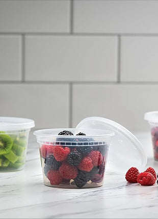 Stack Man [240 Sets - 16 oz.] Clear Plastic Deli Food Storage Containers with Airtight Lids - Soup Containers - Bulk Pack - 240/Case Brand