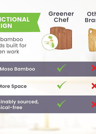 Organic Bamboo Cutting Boards for Kitchen Set of 3 with Lifetime Replacements- Non Toxic Wood Chopping Board for Charcuterie, Meat, Vegetables and Fruits - Ideal Kitchen Gifts for Home Chefs