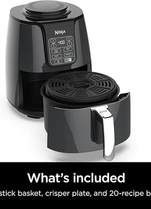 Ninja | Air Fryer | 4 QT Capacity | 4-in1 Roast, Crisp, Roast, Reheats, & Dehydrates | Dishwasher Safe Parts | Includes 20 Easy & Healthy Recipes | Compact | Grey | AF101