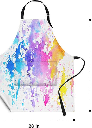 Britimes Apron Home Kitchen Cooking Baking Gardening for Women Men with Pockets Shades Watercolor Clouds Colorful Paint 32x28 inch