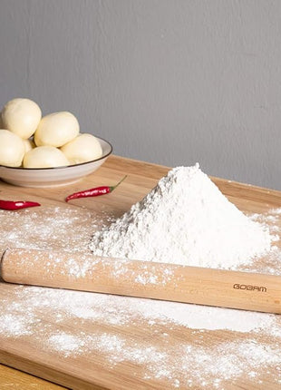 GOBAM Wood Rolling Pin, Large - Dough Roller for Pasta, Cookies, Pie, Pizza, Chapati, Fondant, Rolling Pins for Baking, Bread Making Tools and Supplies - 14.5 x 1.6 Inches