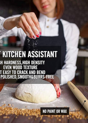 WALFOS French Rolling Pin for Baking, Tapered Design Natural Beech Wood Rolling Pins, Essential Kitchen Dough Roller for Fondant, Pizza, Pie, Cookie and Pastry