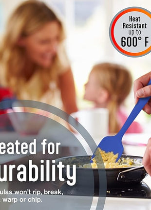 Kaluns Silicone Spatula Set, 4 Rubber Spatulas 600°F Heat Resistant, Nonstick Seamless Design with Stainless Steel Core, Dishwasher Safe, BPA free, Bonus Tongs Included