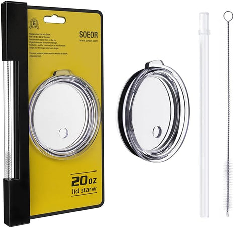 Spill Proof Lid With Straw For YETI Rambler, Tumbler, Ozark Trail cup and other brands Vacuum insulation stainless steel 20 oz Tumblers (20oz)