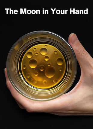 Creative Moonbottom Whiskey Glasses Set of 4, Old Fashioned and Cocktail Glasses (Frosted bottom set of 4), gift for amateur astronomer