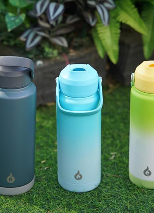 BJPKPK Water Bottle with Straw Lid, 32oz Vacuum Insulated Water Bottles, Metal Stainless Steel Thermo for Sports, Travel, BPA Free Leak Proof Thermo, Cups, Flasks, Tumblers,Black Blue