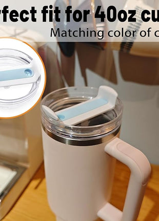 40 OZ Tumbler Lid Replacement Fit for Stanley Cup, 2 Pack Clear Replacement Lids Fit for Stanley Travel Tumbler, Spill Proof Tumbler Covers for Stanley Cup Accessories (Clear - Blue)