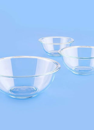 Pyrex Essentials (3-Piece) Glass Mixing Bowls Set For Prepping, Baking and Cooking, Preheated Oven, Dishwasher, Freezer, and Microwave Safe