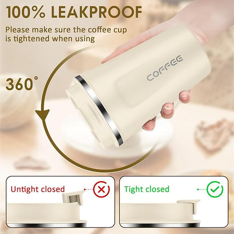 CS COSDDI 12 oz Stainless Steel Vacuum Insulated Tumbler - Coffee Travel Mug Spill Proof with Lid - Coffee Cups for Keep Hot/Ice Coffee,Tea and Beer