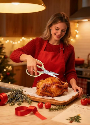 CGBE Kitchen Scissors All Purpose Heavy Duty, Ultra Sharp Stainless Steel Kitchen Shears Dishwasher Safe, Cooking Shears for Chicken, Poultry, Fish, Meat, Herbs & Grapes with Non-Slip Grips - Gold