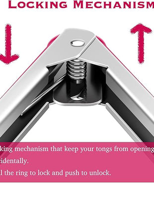 Premium Stainless Steel Food Tongs, 9-Inch & 12-Inch Wine Red Silicone BPA Free Non-Stick BBQ Cooking Grilling Locking Kitchen Tong