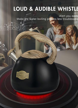 POLIVIAR Tea Kettle, 2.7 Quart Stovetop Tea Kettle, Audible Whistling Teapot, Food Grade Stainless Steel for Anti-Rust, Anti Hot Handle, Suitable for All Heat Sources (JX2022-MH30)