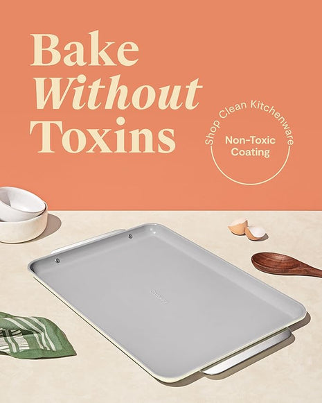 Caraway Non-Stick Ceramic Baking Sheet - Naturally Slick Ceramic Coating - Non-Toxic, PTFE & PFOA Free - Perfect for Baking, Roasting, and More - Large (18" x 13") - Cream