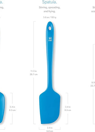 DI ORO Silicone Spatula Set - Rubber Kitchen Spatulas for Baking, Cooking, & Mixing - 600°F Heat-Resistant & BPA Free Silicone Scraper Spatulas for Nonstick Cookware - Dishwasher Safe (3pc, Blue)