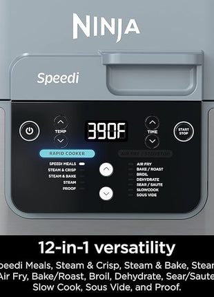 Ninja SF301 Speedi Rapid Cooker & Air Fryer, 6-Quart Capacity, 12-in-1 Functions to Steam, Bake, Roast, Sear, Sauté, Slow Cook, Sous Vide & More, 15-Minute Speedi Meals All In One Pot, Sea Salt Gray