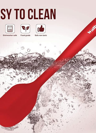 Walfos Silicone Spatula Set of 4(600°F）,Heat Resistant Kitchen Silicone Scraper Spatulas, Strong Steel Core and One-Pieces Seamless Design, For Cooking Mixing & Baking,BPA Free & Dishwasher Safe