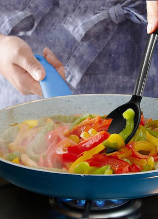 Pack of 2 Large Silicone Cooking Spoons,Non Stick Solid Basting Spoon,Heat-Resistant Kitchen Utensils for Mixing,Serving,Draining,Stirring (Black)