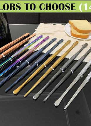 JETKONG 2 Pcs 14-Inch Food Tweezer Tongs Extra Long Stainless Steel Kitchen Tweezer Cooking Tweezers (Black)