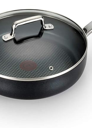 T-Fal ProGrade Nonstick Jumbo Cooker W/Lid & Helper Handle, 5 Quart, Induction, Oven Broiler Safe 500F, Cookware, Non Stick Saute Pan, Deep Frying Pan, Kitchen, Pots and Pans, Dishwasher Safe, Black