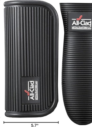 All-Clad Silicone Grip Set: 100% Silicone Flexible & Heat Resistant Ribbed Grip Set - Perfect for Cast Iron, Steel, or Glass, (2-Piece), Black/Grey