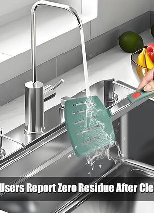 Silicone Spatula Turner, Omelette Egg Spatula Heat Resistant, Extra Wide Slotted Spatula for Cooking, Pancake Fish Spatulas Flipper for Nonstick Cookware Pan 600°F for Kitchen Use (Green)