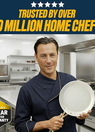 Gotham Steel 15 Pc Ceramic Cookware Set Nonstick, Ceramic Pots and Pans Set Non Stick with Steamer & Cooking Utensils, Non Toxic PFOA PFOS Free, Premium Stay Cool Handles, Oven & Dishwasher Safe