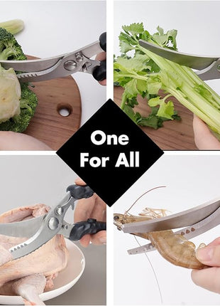 Heavy Duty Poultry Shears, Kitchen Scissors for Food with Anti-Slip Handle & Safety Lock, Meat Scissors, Dish Washer Safe Kitchen Shears for Meat Chicken Seafood and Vegetable Cutting