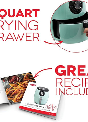 DASH Deluxe Electric Air Fryer + Oven Cooker with Temperature Control, Non-stick Fry Basket, Recipe Guide + Auto Shut Off Feature, 1700-Watt, 6 Quart - Aqua