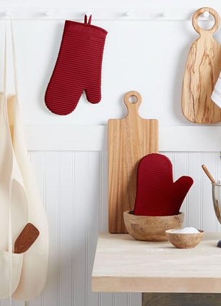 KITCHENAID Ribbed Soft Silicone Oven Mitt 2-Pack Set, 7.5"x13", Smoked Paprika