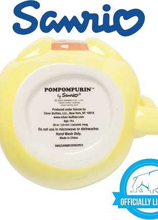 Silver Buffalo Sanrio Hello Kitty and Friends Pompompurin Ceramic 3D Sculpted Mug, 20 Ounces
