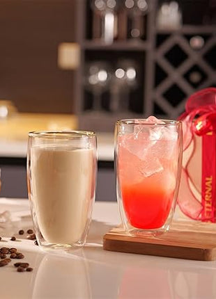 CNGLASS Double Wall Thermo Glass Cup 13.5 oz,Insulated Glass Coffee Set of 2