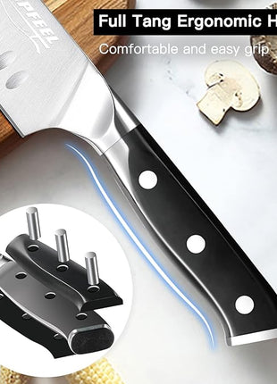 Professional Chef Knife Set Sharp Knife, German High Carbon Stainless Steel Kitchen Knife Set 3 PCS-8" Chefs Knife &7" Santoku Knife&5" Utility Knife, Knives Set for Kitchen