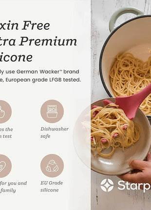 Starpack 'Like a Boss' XL Premium Silicone Cooking Utensils Set (6 Pcs) 13" - Heat Resistant Kitchen Utensils 600°F - Non-Stick Silicone Utensil Set - Large Kitchen Utensils Set for Cooking & Serving