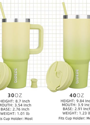 BJPKPK 30 oz Tumbler With Handle Insulated Tumblers With Lid And Straw Stainless Steel Thermal Cup,Lime