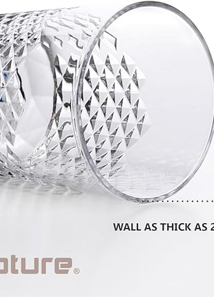 Cupture Diamond Plastic Tumblers BPA Free, 24 oz/14 oz, 8-Pack (Clear)