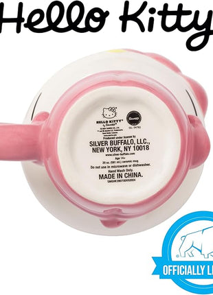 Silver Buffalo Sanrio Hello Kitty Halloween Spooky Pink Skeleton Costume Ceramic 3D Sculpted Mug, 20 Ounces