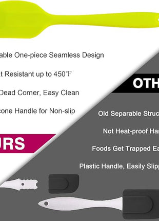 Silicone Spatula Set of 7, P&P CHEF Heat-Resistant Rubber Spatulas Kitchen Utensils Set for Non-stick Cooking Baking Mixing, Seamless & Flexible Design, Dishwasher Safe, Multicolor