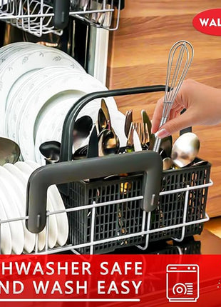 Walfos Long Small Whisks Skinny Little Whisk 10 inch Tiny Mini Whisk With Long Handle for Mixing Sauces, Coffee, Cooking,Beating, Blending Ingredients,