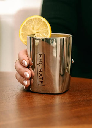 BrüMate Rocks 100% Leak-Proof 12oz Insulated Lowball Cocktail & Whiskey Tumbler - Double Wall Vacuum Stainless Steel - Camping, Travel Tumbler & Cocktail Glass (Dune)