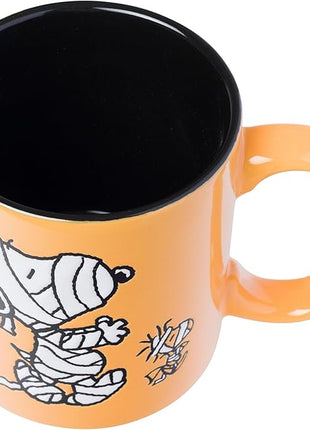 Silver Buffalo Peanuts Halloween Featuring Snoopy and Woodstock in Mummy Costume Wax Resist Ceramic Mug, 20 Ounces