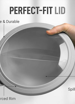 Zulay Kitchen 12 Piece Plastic Nesting Mixing Bowls with Lids - Colorful Microwave & Freezer Safe Gray Ombre Set