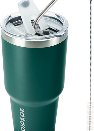 BJPKPK 30oz Tumbler with Lids and Straws, Stainless Steel Vacuum Insulated Coffee Tumblers, Insulated Travel Mug Water Cup with Leakproof Lid,Army Green